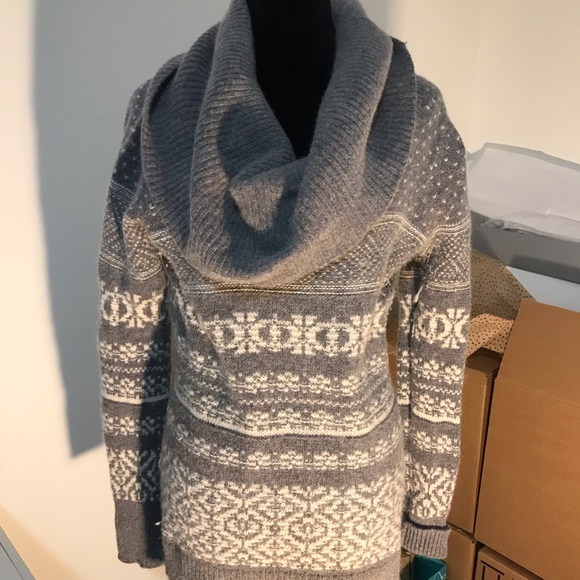 Tops - Cowl Neck Thick White and Grey Sweater Dress